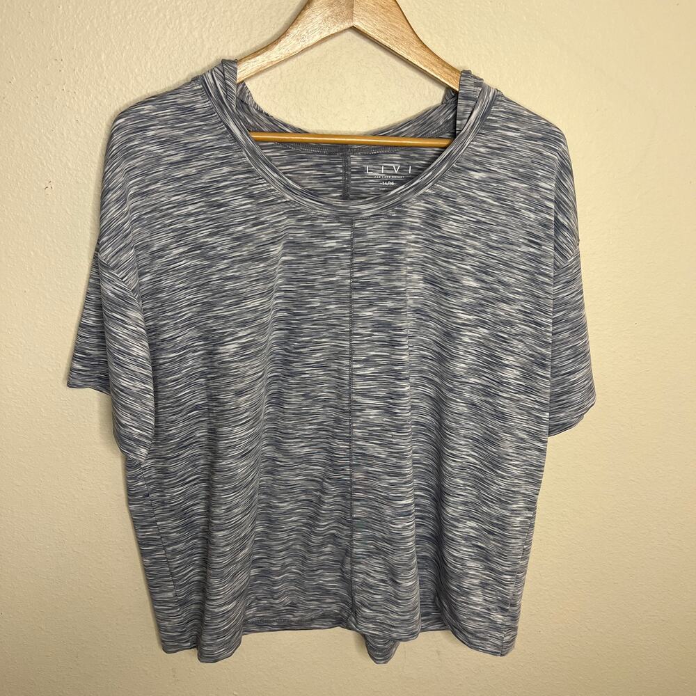 Livi for Lane Bryant Hoodie Short Sleeve Gray Marbled Tee 14/16